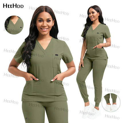 Women's Medical Joggers Suit Grooming Work Clothes Veterinary Dental Scrub Work Uniforms Fashion New Nurses Workwear Mens Scrubs-KarWorkwear