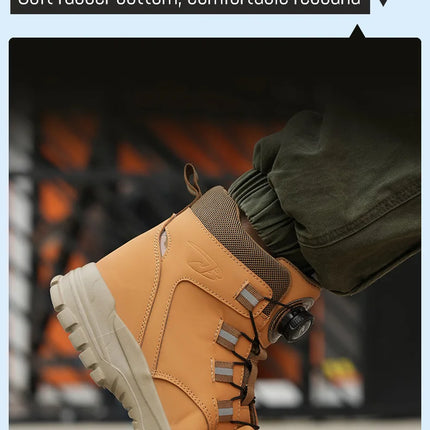 Waterproof Safety Boots Men Indestructible Steel Toe Work Boots Anti-smash Stab-resistant Safety Shoes Biker Botas Para Hombre