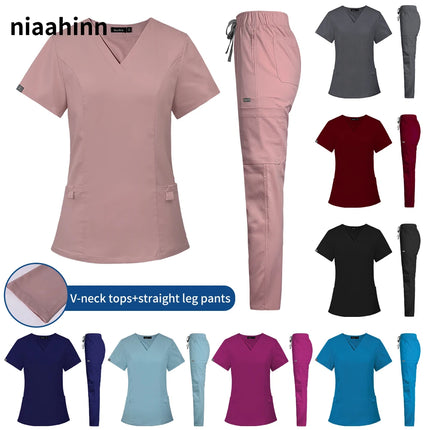 Short Sleeved Hospital Doctor Uniforms Spa Uniforms Dental Clinic Medical Scrubs Suits Pet Grooming Veterinary Nurse Accessories-KarWorkwear