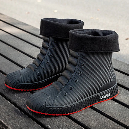 Versatile Casual Short-barreled Waterproof Shoes Men Women Lined With Fleece Warmth Anti-slip Wear-resistant Outdoors Rain Boots