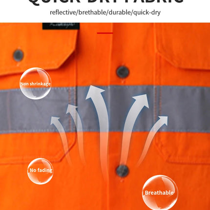 Hi Vis Reflective Shirt Men Hi Viz Reflective Polo Long Sleeve with Pockets Work Safety Polo Shirt