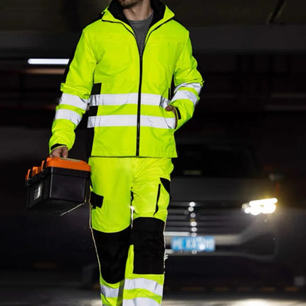 Hi Vis Work Clothing Working Suit For Man Mechanic Warm Winter Reflective Safety Work Coveralls Detachable Cotton Padded Linner