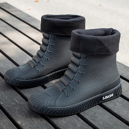 Versatile Casual Short-barreled Waterproof Shoes Men Women Lined With Fleece Warmth Anti-slip Wear-resistant Outdoors Rain Boots