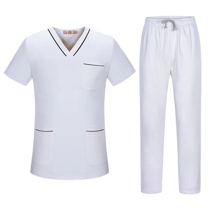 Short Sleeved Surgical Medical Suit Button Unisex Nursing Top+pant Hospital Doctor Nurse Work Clothes Pet Grooming Scrub Uniform-KarWorkwear