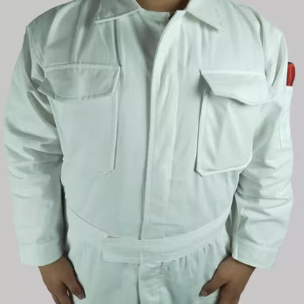Spring Men Jumpsuits Long Sleeve Multi-pocket Beam Feet Overalls Streetwear Clothing Cargo Pants Hip Hop White Coverall Trousers