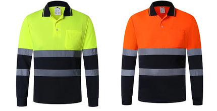 Security Reflective Shirts for Men Hi Viz Vis Shirt with Pocket Two Tone Workwear High Visibility Reflective Clothes