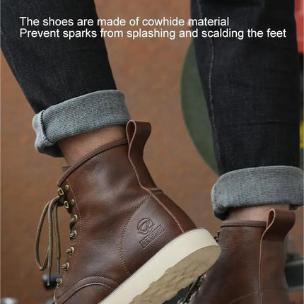 High quality leather boots Men Work Boots Waterproof Safety Shoes Men Autumn winter boots Steel toe shoes Puncture-Proof Boots