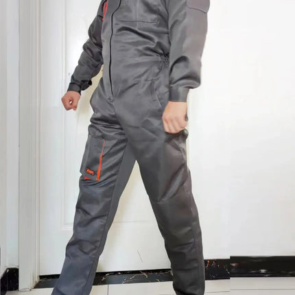 Men Long Sleeve Cargo Overalls Bib Pants Zipper Pockets Rompers Jumpsuit Fashion Labor Casual Coveralls Plus Size S-4xl