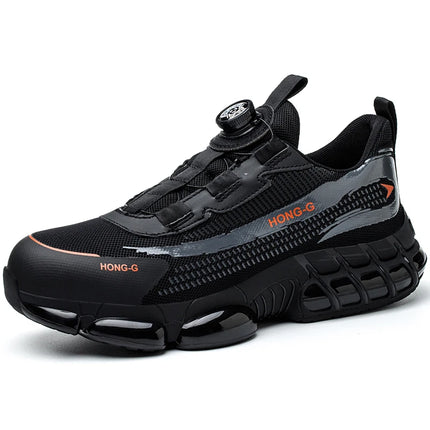 Rotating Button Men Safety Shoes Protective Sneakers Steel Toe Cap Anti-smash Work Shoes Fashion Indestructible Boots Security-KarWorkwear