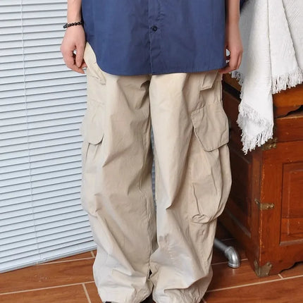 Heavyweight Wide Leg Workwear Trousers y Hong Kong Sle Multi-ket Loose Straight Casual ape Men's Pants