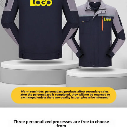 Reflective strip workwear set factory uniform long sleeved wear-resistant thick welding auto repair labor protection suit