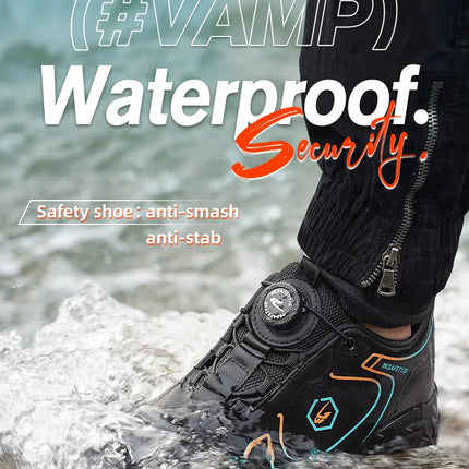 Work Security-Protection Boots for Men Women Lightweight Work Sneakers Breathable Steel Toe Shoes Rotating Button Safety Shoes-KarWorkwear