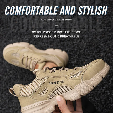 Work Shoes Hollow Breathable Steel Toe Boots Lightweight Safety Work Shoes Anti-slippery For Men Women Male Work Sneaker