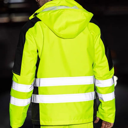Hi Vis Work Clothing Working Suit For Man Mechanic Warm Winter Reflective Safety Work Coveralls Detachable Cotton Padded Linner