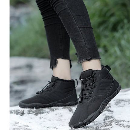 Snow Boots Men Winter Shoes Barefoot Ankle Boots 36-46 Couple Snow Shoes Outdoor Hiking Shoes Fur Warm Plush Boots
