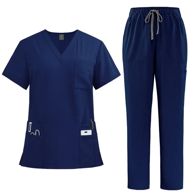 Spring Quick Drying Beautician Workwear Solid Color Medical Nursing Uniforms Pet Clinic Scrubs Set Nurse Uniforms Work Clothes-KarWorkwear