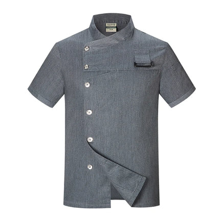 black chef uniform Chef Jacket Short Sleeve Cook Coat Chef T-shirt Baker Work Uniform Waiter Restaurant Hotel Clothes women Logo-KarWorkwear