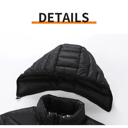 Male Intelligent Heating Workwear Jacket 2025 New USB Multi Control Fast Heating Coat Black Hooded Cotton Jacket Plus Size S-6XL