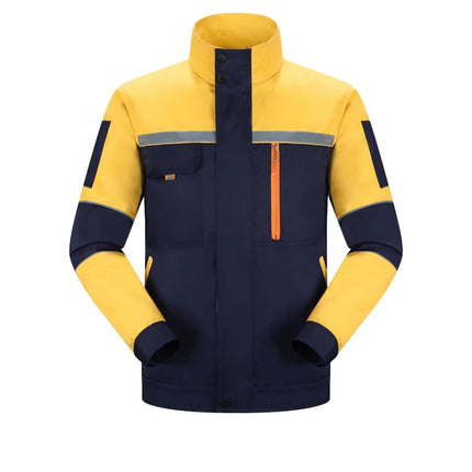 Mens Factory Work Shirt Uniform Long Sleeve Turn-Down Collar Workwear Motor Mechanic Repair Workshop Two-pocket T-shirts Tops-KarWorkwear