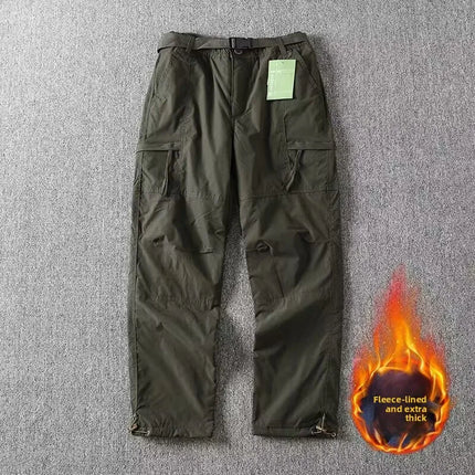 Outdoor Workwear Pants Men's Loose Fce Lined Thi Soft ell Hiking Pants Windproof Waterproof Polyester Fiber Straight Leg