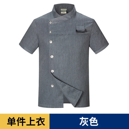 black chef uniform Chef Jacket Short Sleeve Cook Coat Chef T-shirt Baker Work Uniform Waiter Restaurant Hotel Clothes women Logo-KarWorkwear