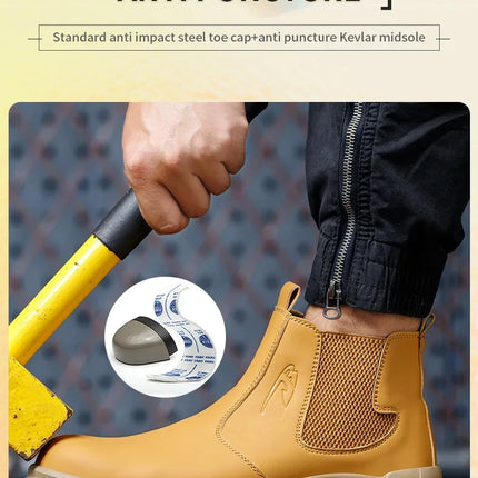 Waterproof Safety Wrok Boots For Men Steel Toe Cap Lightweight Indestructible Industry Chelsea Boots Puncture-Proof Footwear-KarWorkwear