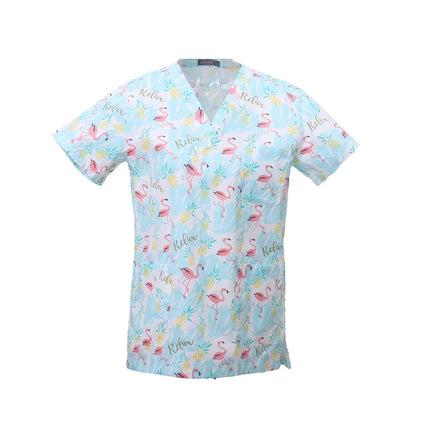Pet Clinic Vet Work Uniforms Women Nurse Accessories Animal Printed Hospital Doctor Nursing T-Shirt Medical Scrubs Clothes Tops-KarWorkwear
