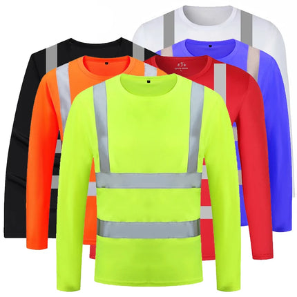 Reflective Shirt for Men Long Sleeve Work Shirt High Visibility for Night Working Hi Vis Safety Shirts Quick Dry