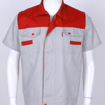 Men Women Short Sleeve Work Coat Workshop Shirts Motor Mechanic Uniform with Two-pocket T-shirts Man Workshop Overalls Top-KarWorkwear