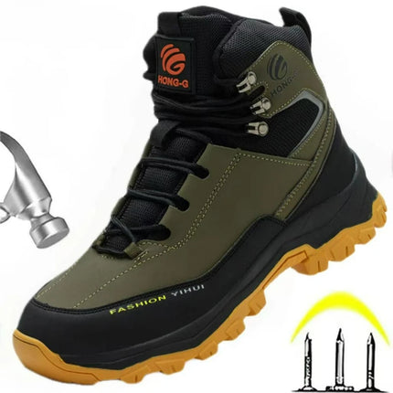 Men's Safety Boots Work Steel Toe Shoes Anti-smash Puncture-Proof Protective Shoes Indestructible Boots Outdoor Waterproof Boots