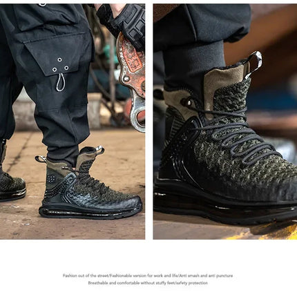 Plus Size 50 Fashion Safety Working Boots For Men High Quality Indestructible Construction Anti Smashing Shoes Sneakers Footwear-KarWorkwear
