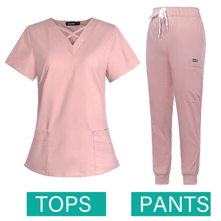 Beauty Salon Women Work Uniforms Plus Size Short-sleeved Health Services Suits Working Suits Summer Fashion Pet Scrubs Costume-KarWorkwear