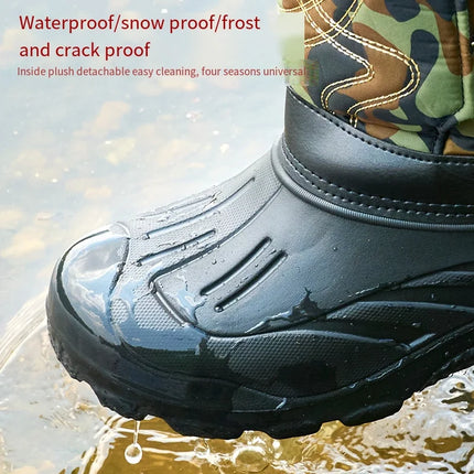 Work Boots for Men Waterproof 2025 Spring New Non-slip Fishing Boots Comfortable Farm Men Boots Winter Plus Cotton Rain Boots