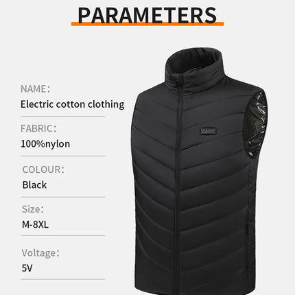Male Intelligent Heating Workwear Jacket 2025 New USB Multi Control Fast Heating Coat Black Hooded Cotton Jacket Plus Size S-6XL