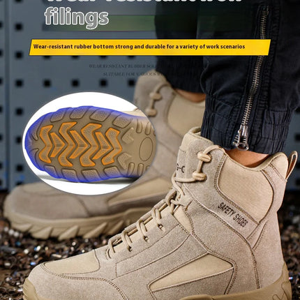 Work Boots Indestructible Safety Shoes Men and Women Steel Toe Shoes Construction Work and Daily Wear Outdoor work hiking boots