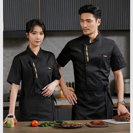 Cook Jacket Catering  Cooking White Shirt Restaurant Kitchen Chef T-shirt Baker Work Uniform Waiter Hotel Clothes Cafe Overalls-KarWorkwear