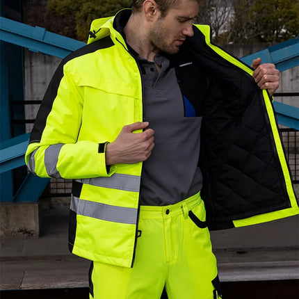 Hi Vis Work Clothing Working Suit For Man Mechanic Warm Winter Reflective Safety Work Coveralls Detachable Cotton Padded Linner