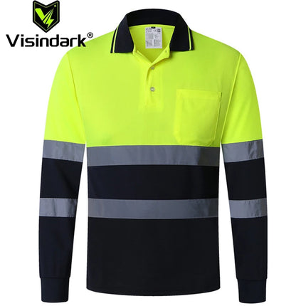 Security Reflective Shirts for Men Hi Viz Vis Shirt with Pocket Two Tone Workwear High Visibility Reflective Clothes