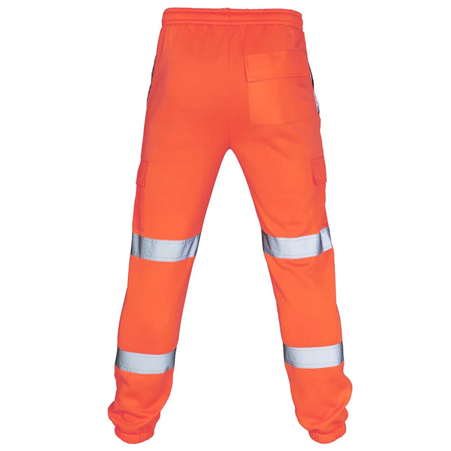 Men Sports Pants With Reflective Strips Road Work High Visibility Overalls Casual Pocket Trouser Workshop Uniforms Casual Pants