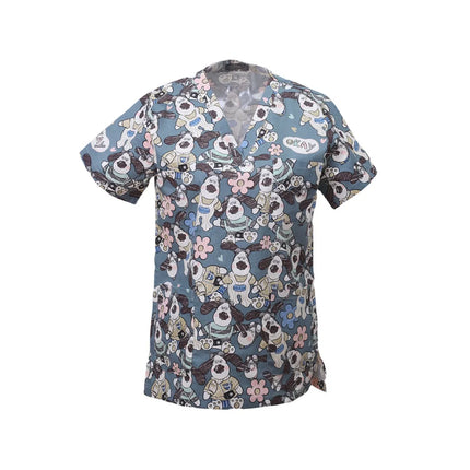 Pet Clinic Vet Work Uniforms Women Nurse Accessories Animal Printed Hospital Doctor Nursing T-Shirt Medical Scrubs Clothes Tops-KarWorkwear