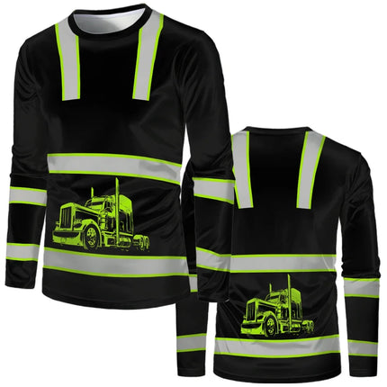 Construction worker workwear, classic loose round-neck T-shirt, long-sleeved shirt, comfortable breathable workwear