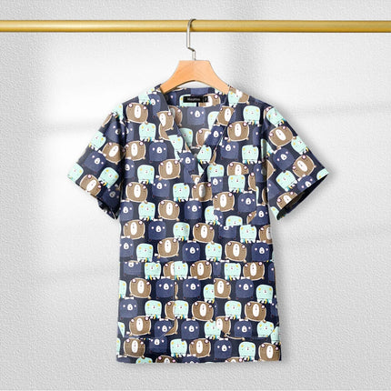 Short Sleeved Custom SPA Uniform Unisex Aesthetic Uniforms Printed Cotton Jacket Tops Fashion Surgical Gown Veterinary Work Wear-KarWorkwear