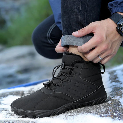 Snow Boots Men Winter Shoes Barefoot Ankle Boots 36-46 Couple Snow Shoes Outdoor Hiking Shoes Fur Warm Plush Boots