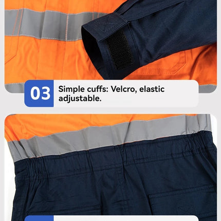 100% Cotton Work Coveralls Uniform Men Reflective Working Coveralls Welding Suits Car Repair Workshop Mechanic