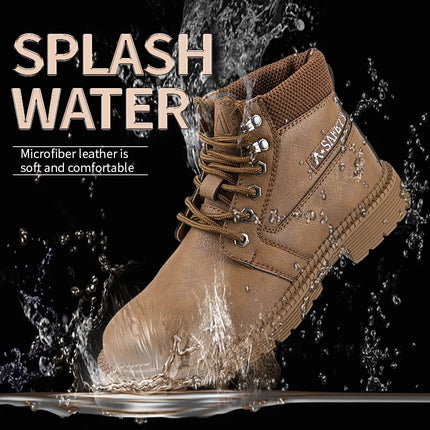 Leather Men Work Safety Shoes Anti-smashing Steel Toe Cap Working Boots Construction Indestructible Work Sneakers Men Shoes