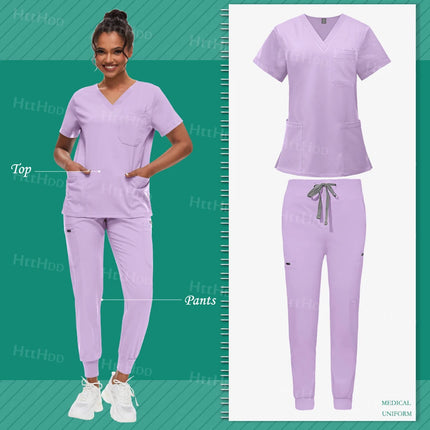 Scrub Sets Uniform Women Joggers Hospital Accessories Medical Surgical Gown Pharmacy Healthcare Work Wear Unisex Mens Scrub Soft-KarWorkwear