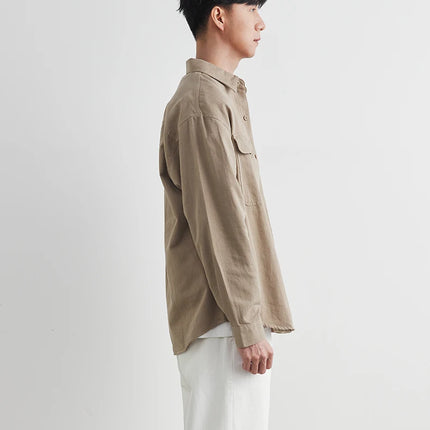 Workwear Shirts for Men 2025 Spring and Autumn New 100% Cotton Long-Sleeve Blouse Vintage Pockets Basic Men's Clothing Jacket