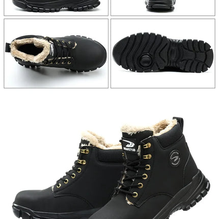 Latest 2024 Fashion Winter Warm Men's Work Safety Boots Waterproof Rugged Steel Toe Shoes Sneakers Safety Protection Coldproof