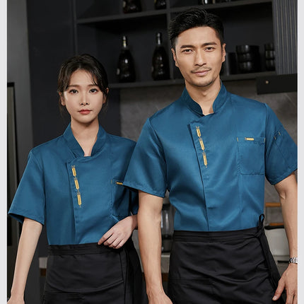 Cook Jacket Catering  Cooking White Shirt Restaurant Kitchen Chef T-shirt Baker Work Uniform Waiter Hotel Clothes Cafe Overalls-KarWorkwear