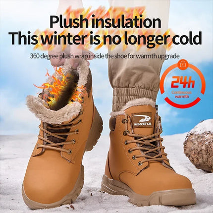 Latest 2024 Fashion Winter Warm Men's Work Safety Boots Waterproof Rugged Steel Toe Shoes Sneakers Safety Protection Coldproof